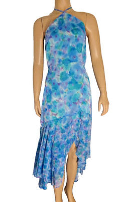 FRENCH CONNECTION Dress size 10 Stillwater blue High Low Halter Midi NWT