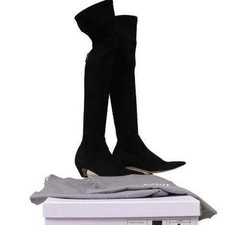 Christian Dior Black Suede Over The Knee Boot...