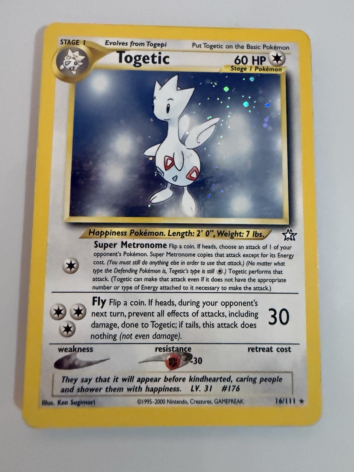 Pokémon TCG Togetic Holo Rare Card 16/111 Neo Genesis Vintage 2000 LP