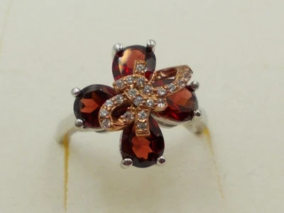 Granat - Ring,  Sterlingsilber 925,   Größe  56/17,8 - Bild 1 von 4