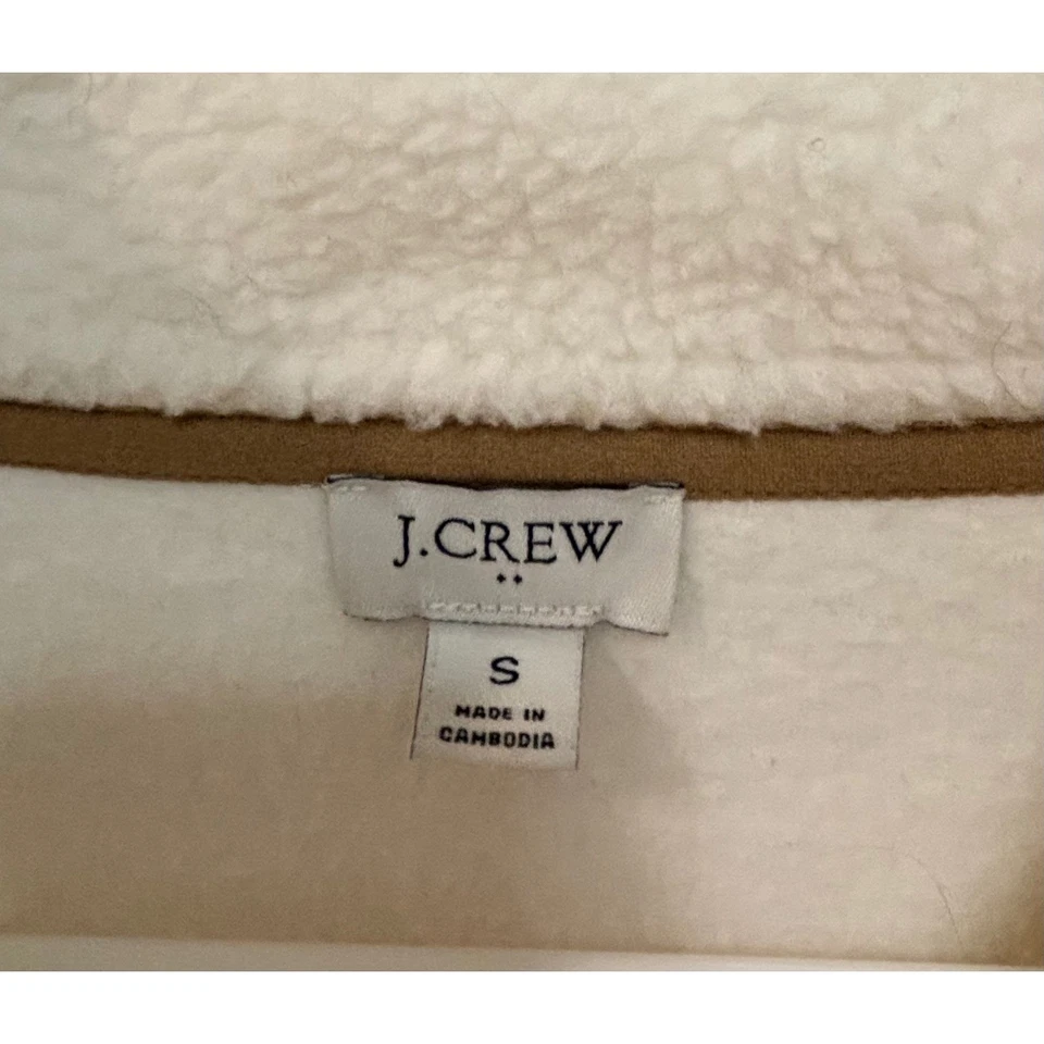 J. Pullover túnica Crew Cream Sherpa media cremallera para mujer pequeño Foto 3 de 4