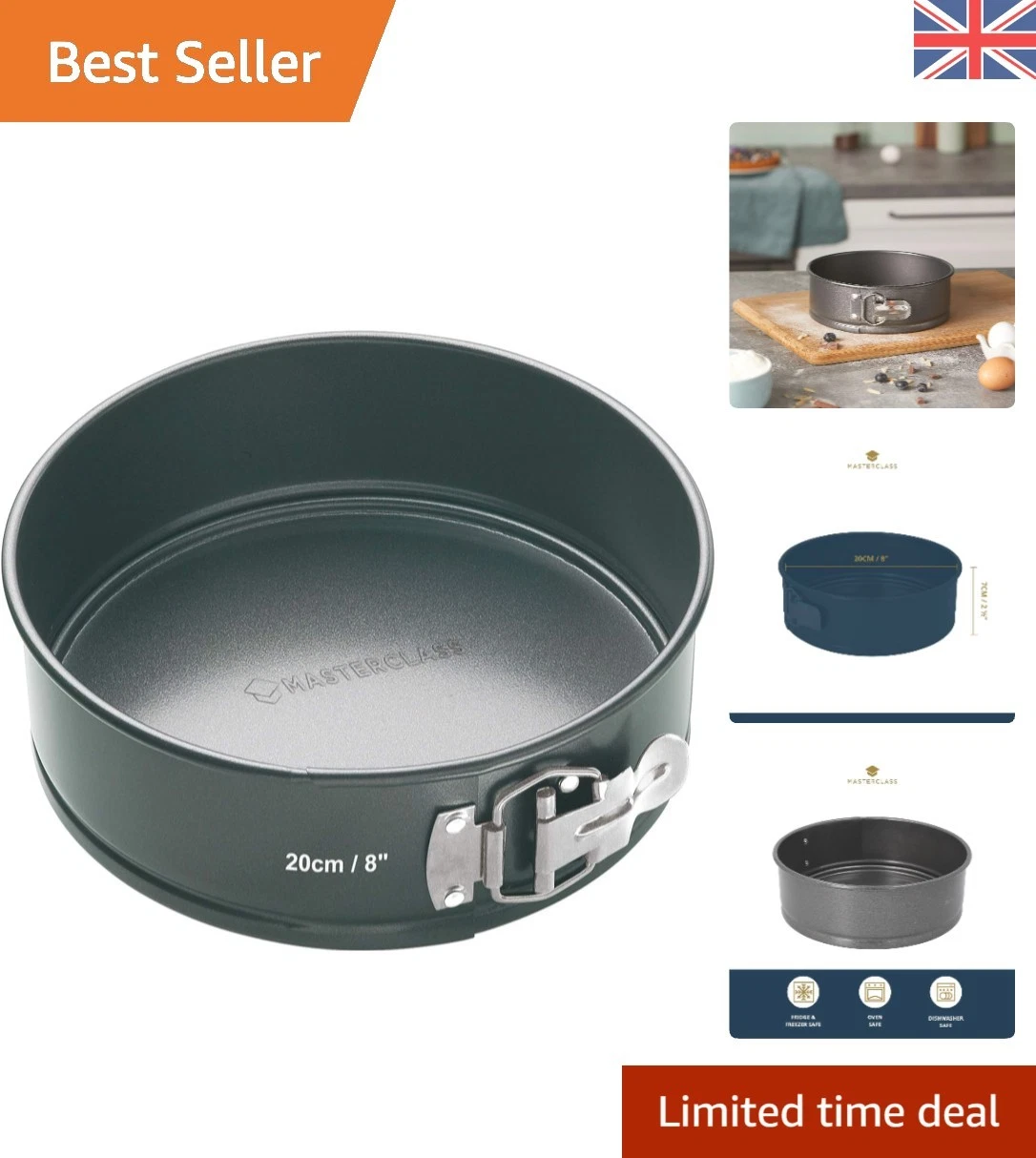 2 cm Springform Cake Tin with PTFE, PFOA and BPA Free Non Stick, Robust 1mm T...