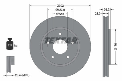 TEXTAR 92181503 Bremsscheibe für CHRYSLER,DODGE,FIAT,VW
