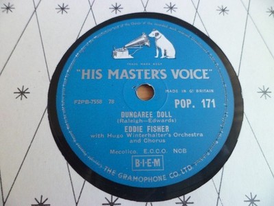 EDDIE FISHER: DUNGAREE DOLL 1956 HMV 78RPM RARE NM SUPERB TOP COPY GREAT JIVER