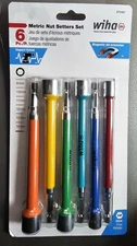 Wiha 70487 6PC Metric Color Coded Nut Setter Set with Magnetic Hex Drive