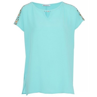 Shirt Blau XS MONACO blue Damen Sommerliches Blusenshirt aqua 4.7212
