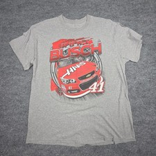 Chase Kurt Busch #41 Haas Nascar T Shirt Men's 2XL Gray Graphic Double Side 2015
