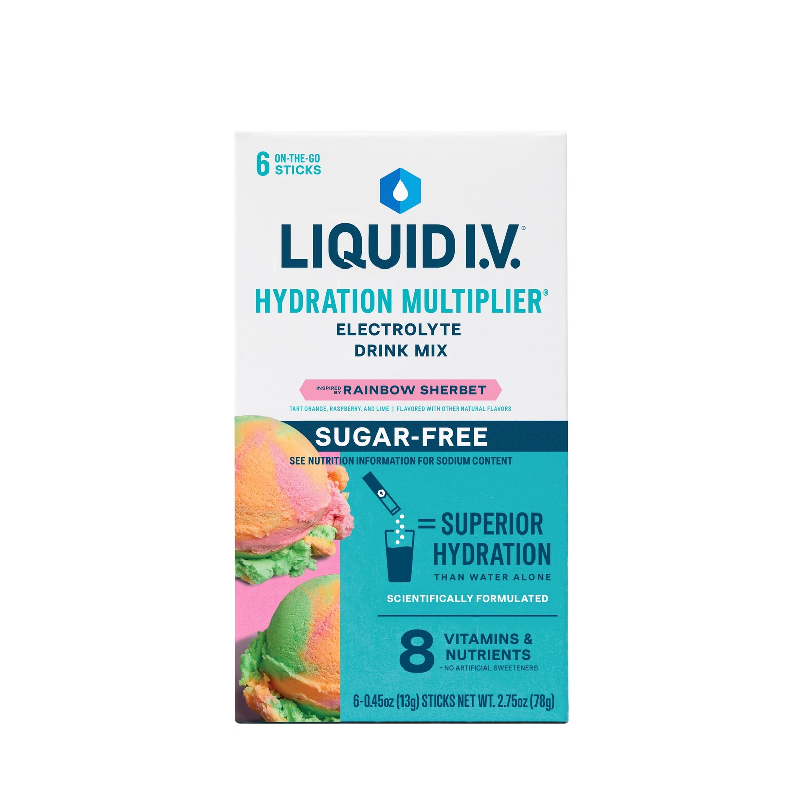 Liquid I.V. Rainbow Sherbet Hydration Multiplier® Powdered Electrolyte Drink Mix