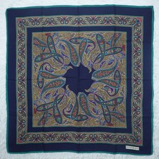 YSL Yves Saint Laurent Paisley Jacquard Silk Scarf Scarves 34.5" X 34" P786
