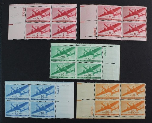 CKStamps: US Stamps Collection Scott#C25/C31 Block Mint NH OG Incomplete