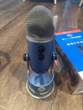 Blue Yeti USB Microphone Aztec Blue Dent In Top Grille Missing Cable Tested