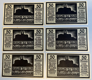 05 15 Quedlinburg 6x 50 Pfennig Juli 1921 Erh.: UNC bis XF
