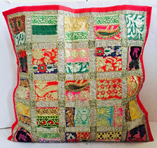 Cuscino copricuscino boho patchwork rosa indiano vintage fatto a mano 60x60 cm