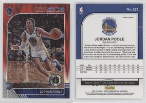2019 Panini NBA Hoops Premium Stock Red Flash Prizm Jordan Poole #223 Rookie RC