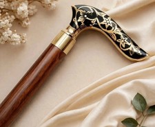 Handmade Brass Handle Wooden Walking Cane Victorian Designer Gift Stick for Men