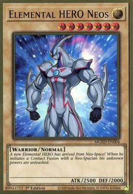 1 x Elemental HERO Neos - MGED-EN004 - Premium Gold Rare - 1st Edition Near Mint