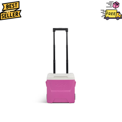 Igloo Laguna Cooler 16Qt Ice Chest Wheels Pink Portable Hard Sided Cooler