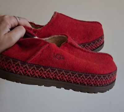 UGG TASMAN Refelt Red Wool Nordic Platform Slippers Shoes Sz 10 Womens