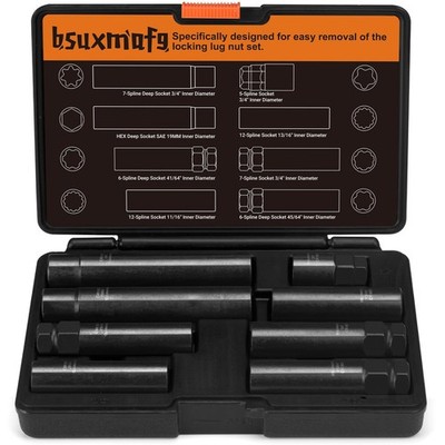 BSUXMAFG 8Pcs Wheel Lock Removal Kit, Locking Lug Nut Master Key Set Style 2 