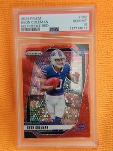 2024 Panini Prizm Keon Coleman #362 Red No Huddle Prizm /75 (RC) PSA 10 POP 7