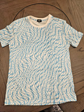 Fendi Distorted FF Logo All Over Print T-Shirt Blue White XL Italy Authentic
