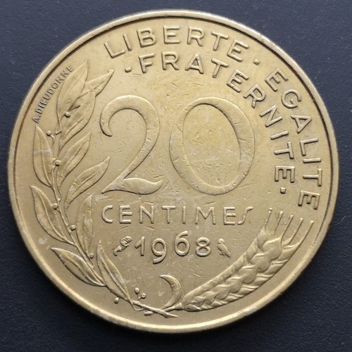 Coin France - 1968 - 20 centimes Marianne Cupro (N2341) - Picture 2 of 3