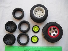 Lot of 9 Assorted Tires Wheels Rims, Rubber, Foam, Pro-Trax, RC R/C Car Truck