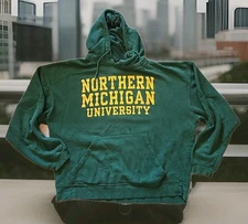 Northern Michigan University Vtg Green Hoodie Super Soft Lined Hoodie 26" Across