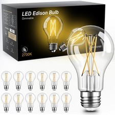 12 Pack A19 Vintage LED Edison Bulbs, Dimmable, 60W Equivalent, High Brightne...