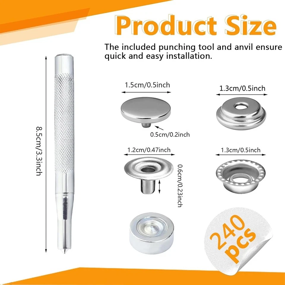 240 piezas de sujetador de metal de alta resistencia a presión tapón botón base kit barco marino Foto 4 de 4