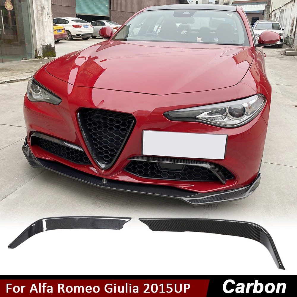 For Alfa Romeo Giulia Base 15UP Real Carbon Front Fog Light Splitter Canard Fins