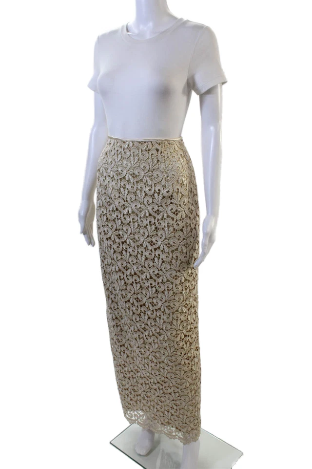 Maxi Falda Lápiz Estampado Bordado Jessica McClintock Mujer Dorada Talla 4 Foto 2 de 4