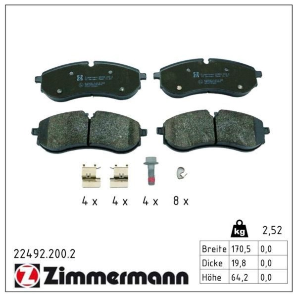 Zimmermann BremsbelÄGe Satz Hinten Passend FüR MAN TGE VW Crafter Grand | 22492.-image