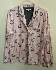 PJ salvage Women’s Pajama Set Pink Cats Long Sleeves Size XL
