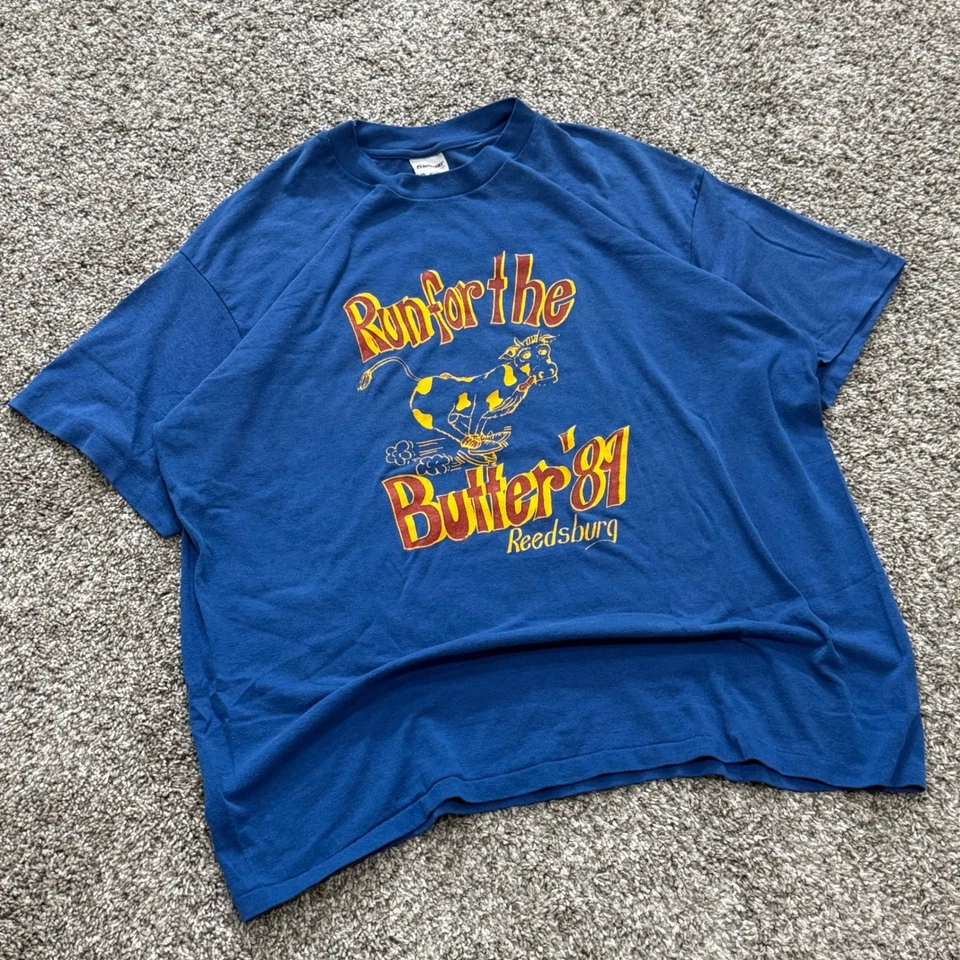 Vintage 80s Run For The Butter Reedsburg T Shirt Koenecke Ford Mercury Mens XXL - Image 2 of 4