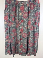 Women  s Vintage Floral Maxi Skirt Olive Rayon Size 22W