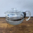 Vintage Pyrex 8446-B 6 Cup Coffee Teapot Glass & Stainless Flameware