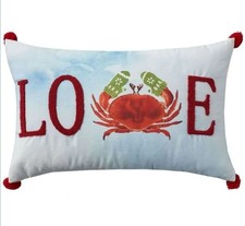 Nourison Home Holiday Pillows Love Crab with Mittens 14" x 22" Multicolor Indoor