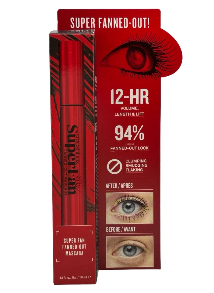 SMASHBOX SUPER FAN FANNED -OUT MASCARA FALSE LASH LOOK BLACK 0.33 OZ NEW - Image 4 of 4