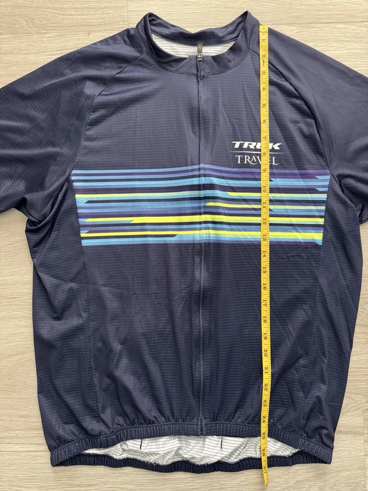 Camiseta deportiva de ciclismo Bontrager Trek semi ajustada verde neón/azul para hombre talla grande. Foto 4 de 4