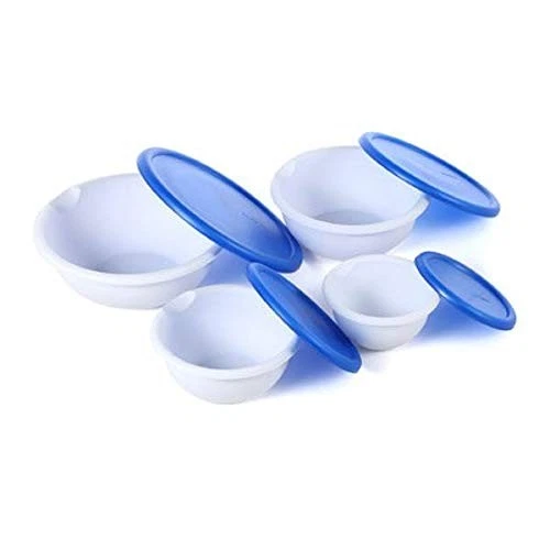 Sterilite 8 Piece Covered Set Bowl, Multisize, White & Blue - Image 2 of 4