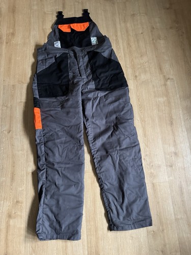 Schnittschutzhose Latzhose Forst Gr. M 48/50 Grau/Orange - Bild 2 von 4