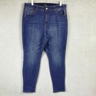 D. Jeans Womens Skinny Blue Denim Dark Wash High Rise Whiskering Plus 20W