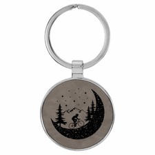 Enthoozies Mountain Biking Cyclist Moon Forest Laser Engraved Leatherette