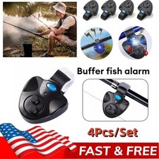 4PCS Fishing Bite Alarm,Electronic LED Clip On Fish Rod Fishing Bite Sound Alarm