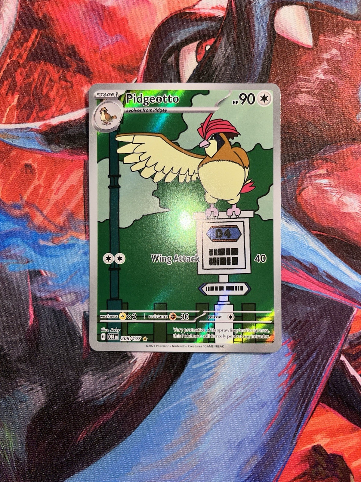 Pokemon Pidgeotto 208/197 Obsidian Flames Illustration Rare Holo Near Mint