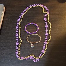 Butterfly Jewelry Set Purple Yellow Multicolor Necklace and Bracelets Plastic