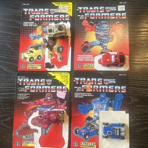 Transformers G1 LOT Windcharger Warpath 1985 Beachcomber Outback Cardback Set