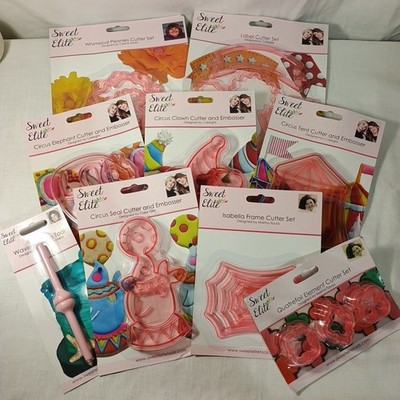 Sweet Elite Plastic Cookie Cutters lot of 9 different cutters or cookie tool.