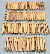 Lot of 76 Clothes Pins Round Top Wood Wooden 3.75" Long Vintage